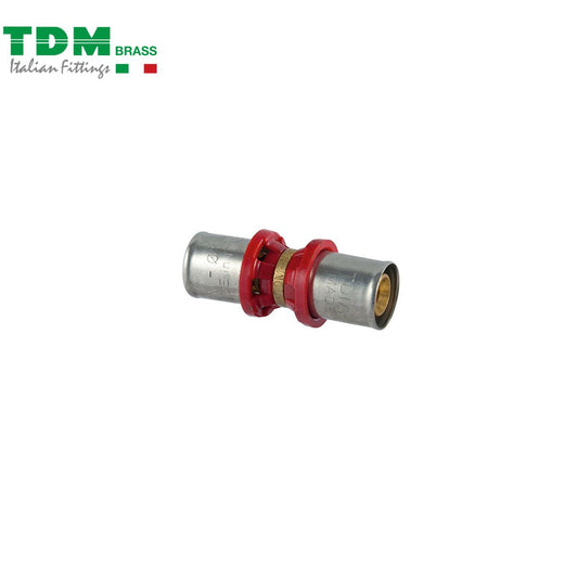 TDM Raccordo Diritto Doppio Intermedio a Pressare per Tubazione Multistrato 32x32