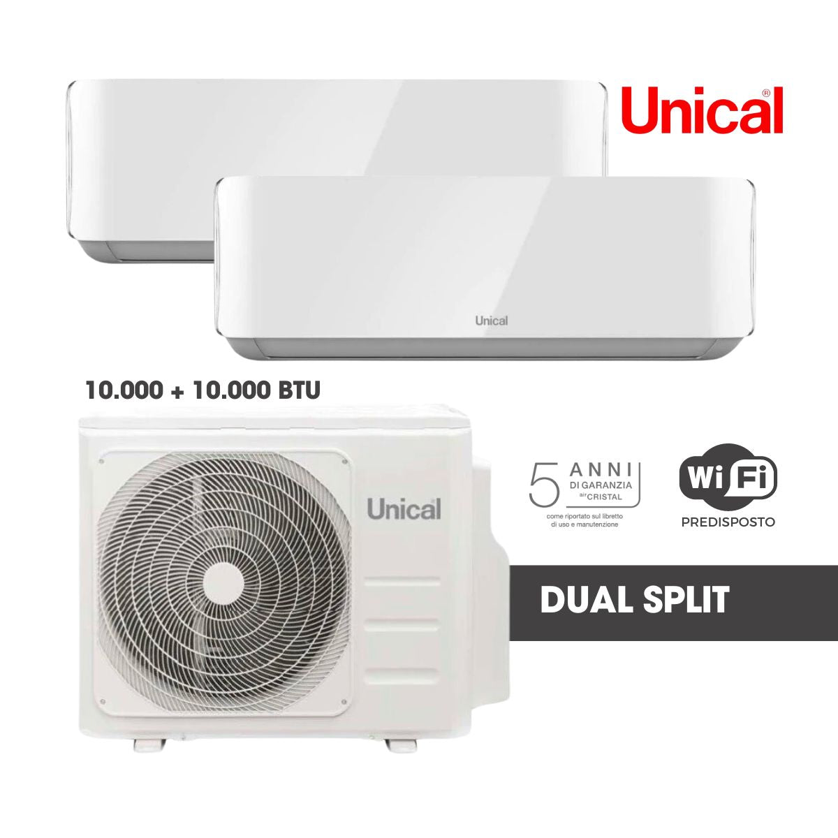 Climatizzatore DualSplit AirCristal Unical 10 + 10 K BTU
