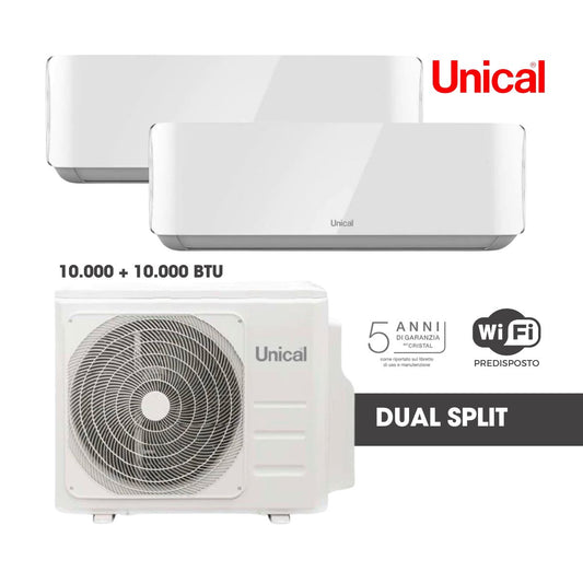 Climatizzatore Dual Split AirCristal Unical 10 + 10 K BTU KMX2 18HE INVERTER R-32 A++/A+ Wi-Fi Optional