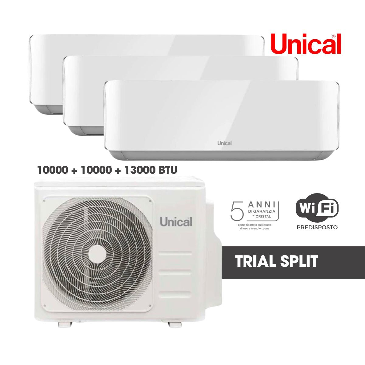 Climatizzatore TrialSplit AirCristal Unical 10 + 10 + 13 KBTU Mod.28