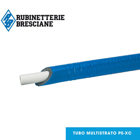 Tubo Multistrato Rivestito Coibentato Modello TURBO-PRESS LBP Tipo PE-Xc/Al/PE-Xc Diametro 16mm Colore BLU Matassa da 50 MT SP. 6mm
